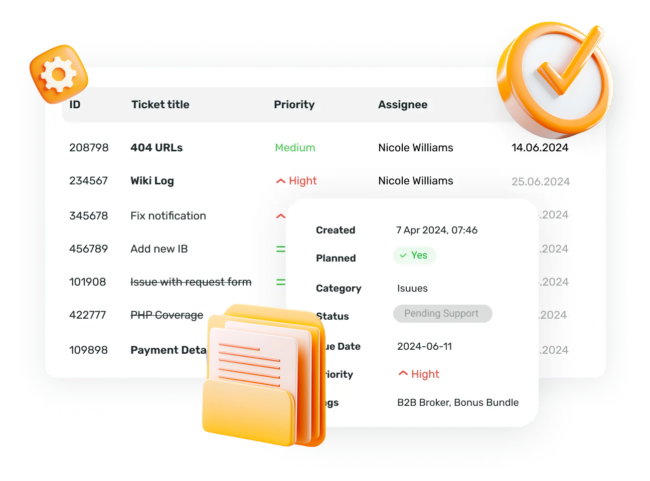 Track customer enquiries and issues